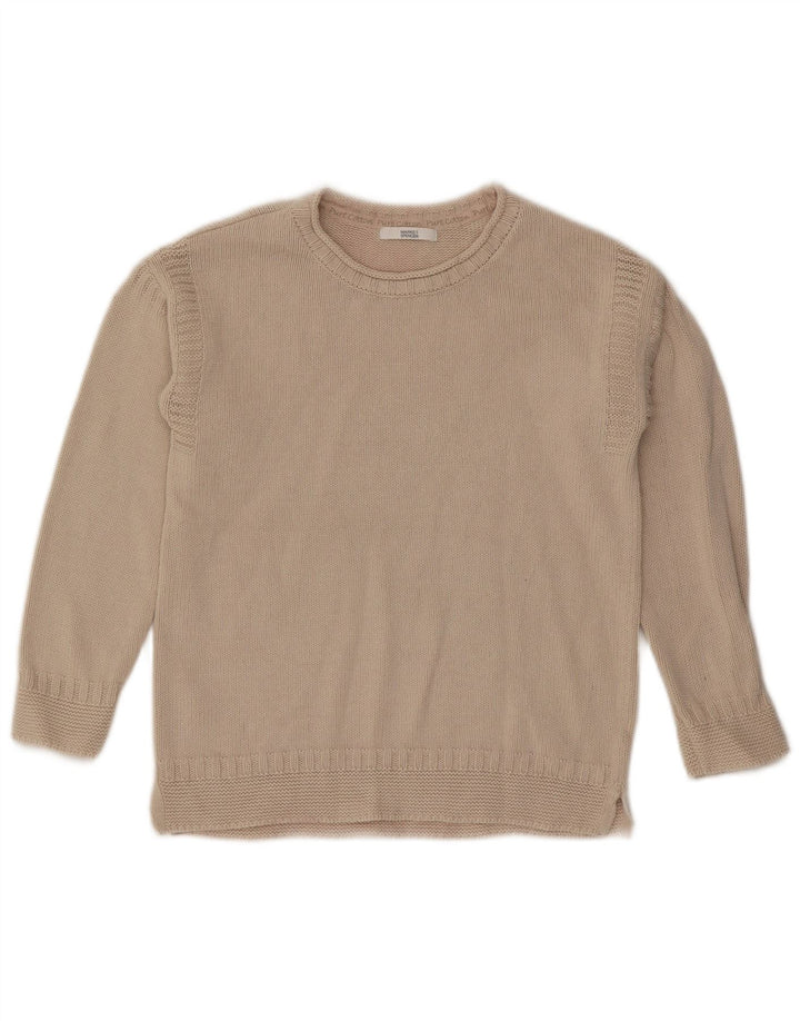 Suéter feminino Marks & Spencer com gola redonda Reino Unido 10 pequeno bege