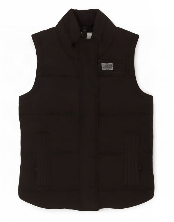 Colete acolchoado feminino Superdry UK 6 XS algodão preto