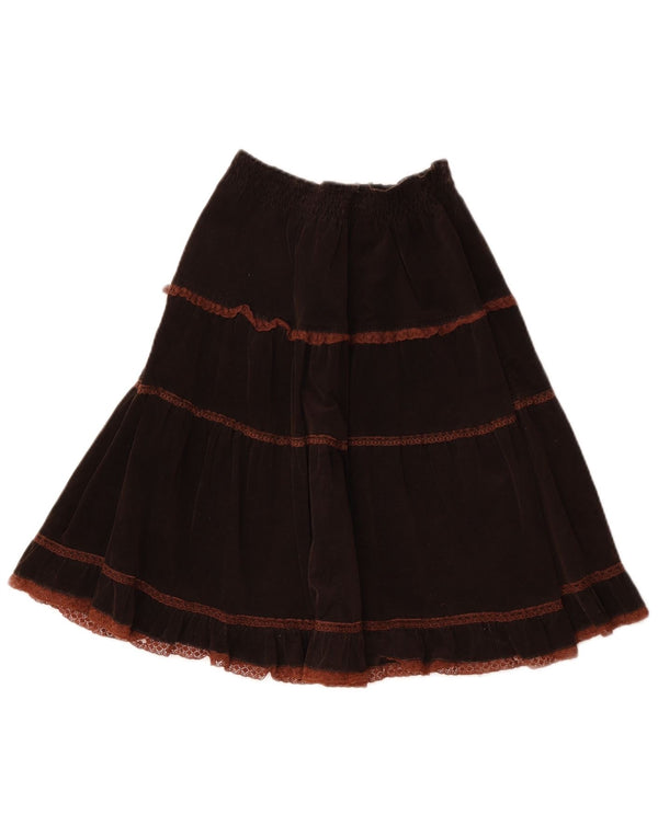 Saia feminina de veludo vintage IT 44 médio W32 algodão marrom