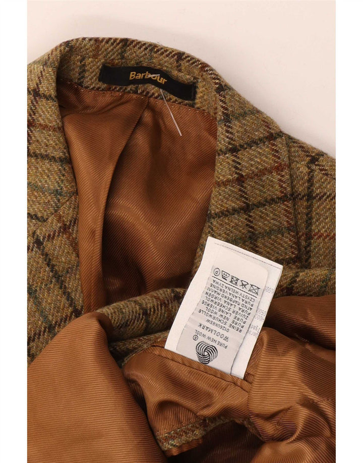 Jaqueta blazer masculina Barbour com 2 botões EU 48 médio cáqui xadrez nova lã