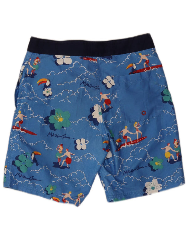 Maui and Sons Shorts de natação masculino gráfico pequeno azul floral poliéster