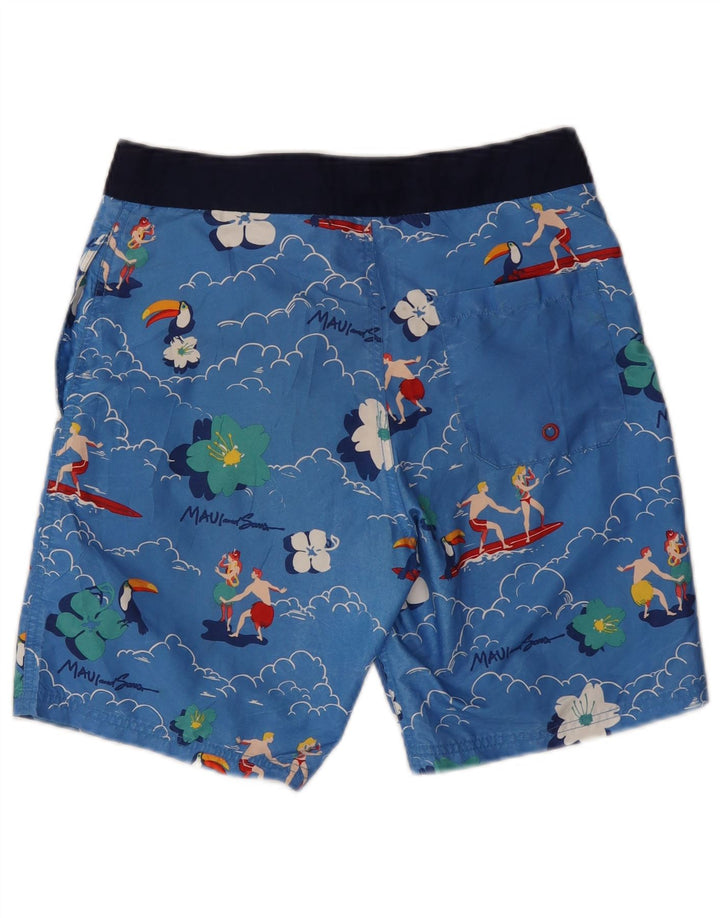 Maui and Sons Shorts de natação masculino gráfico pequeno azul floral poliéster