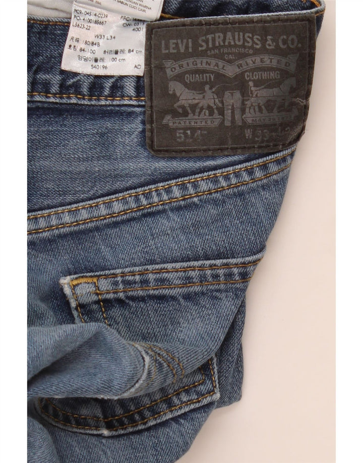 Levi's Masculino 514 Straight Jeans W33 L34 Azul Algodão