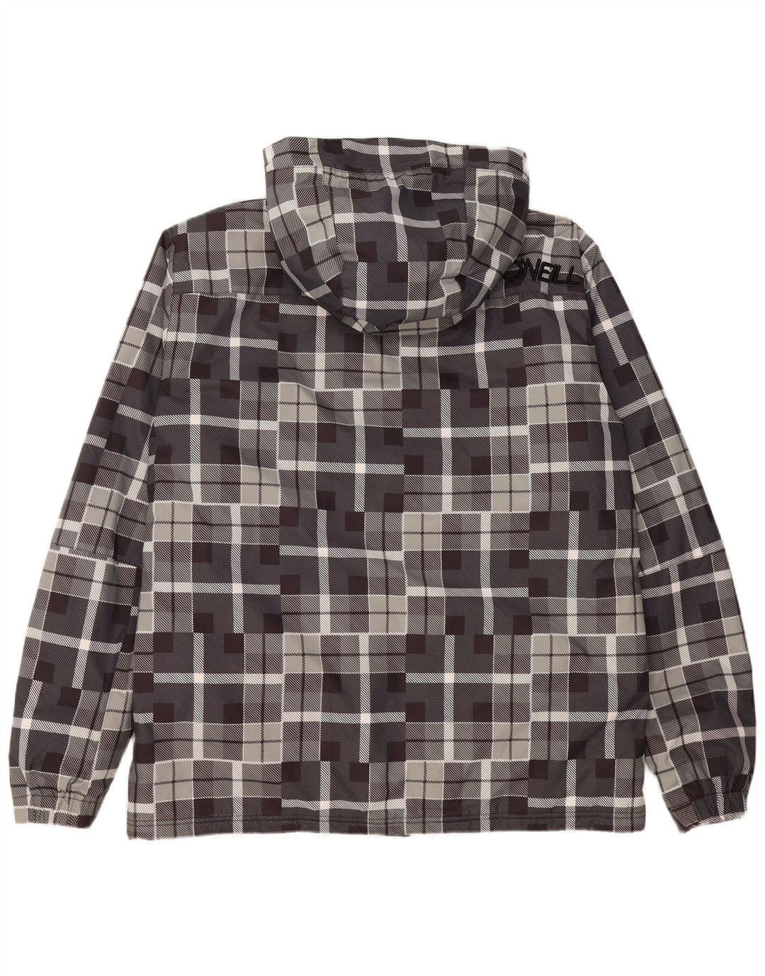 Jaqueta corta-vento masculina O'NEILL com capuz UK 40 grande cinza geométrico