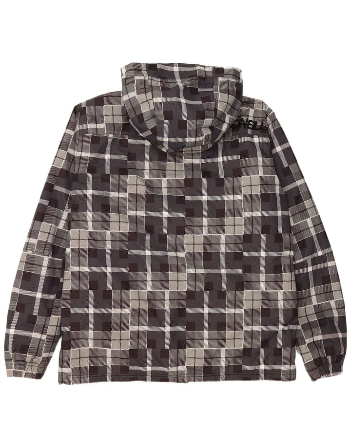 Jaqueta corta-vento masculina O'NEILL com capuz UK 40 grande cinza geométrico