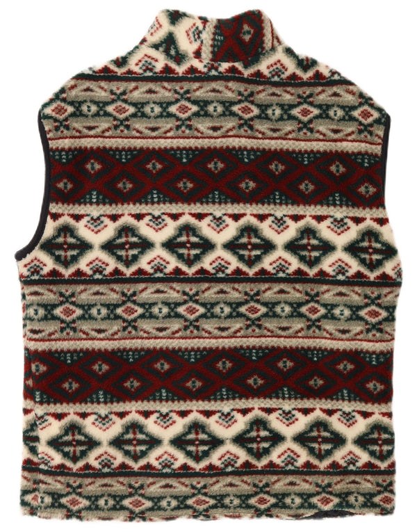 Vintage Mens Fleece Gilet UK 40 Grande Multicolorido Geométrico
