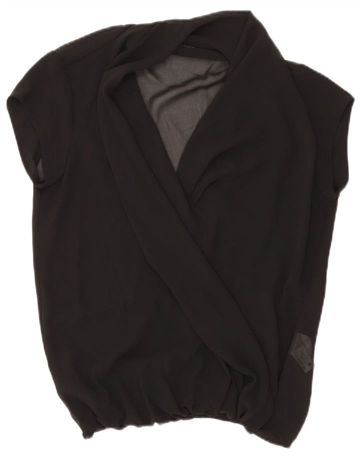 Blusa feminina Sandro Ferrone transparente Reino Unido 10 poliéster preto pequeno