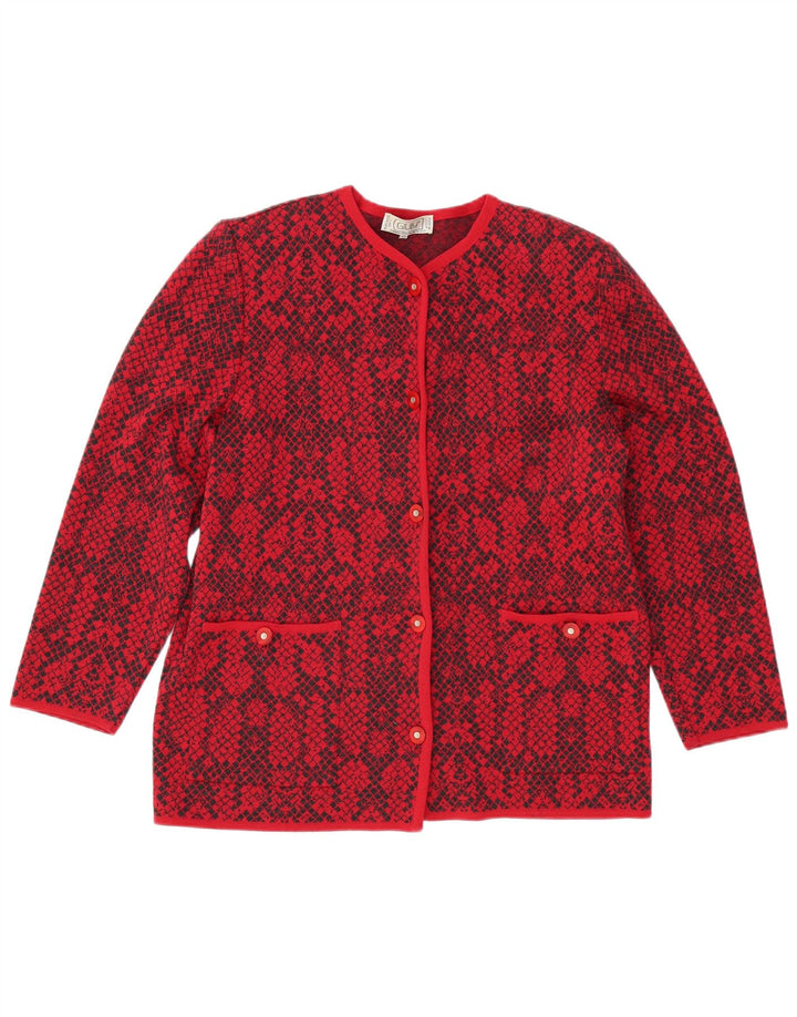 Cardigã feminino Giuly IT 48 XL vermelho Fair Isle lã