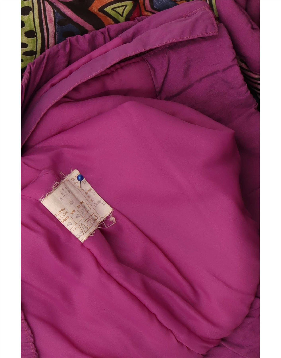 Jaqueta corta-vento superdimensionada vintage feminina Reino Unido 12 médio roxo geométrico