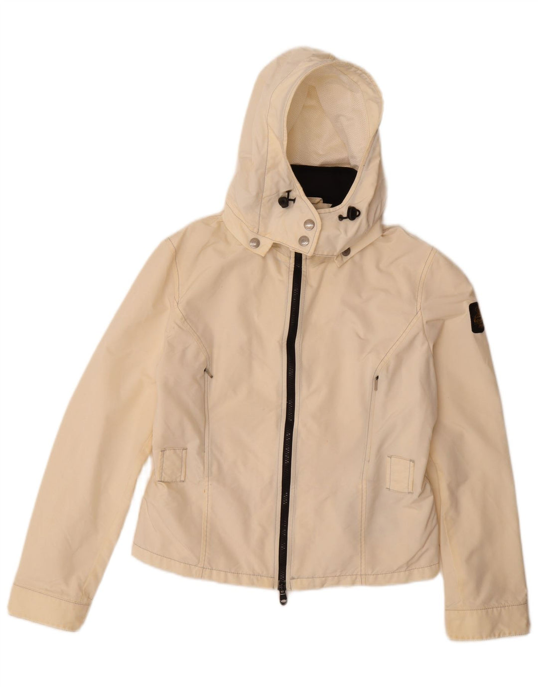 Jaqueta de chuva feminina com capuz Refrigiwear UK 14 grande off white poliamida
