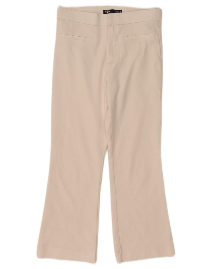 Calça feminina Zara Bootcut cortada média W29 L25 algodão branco