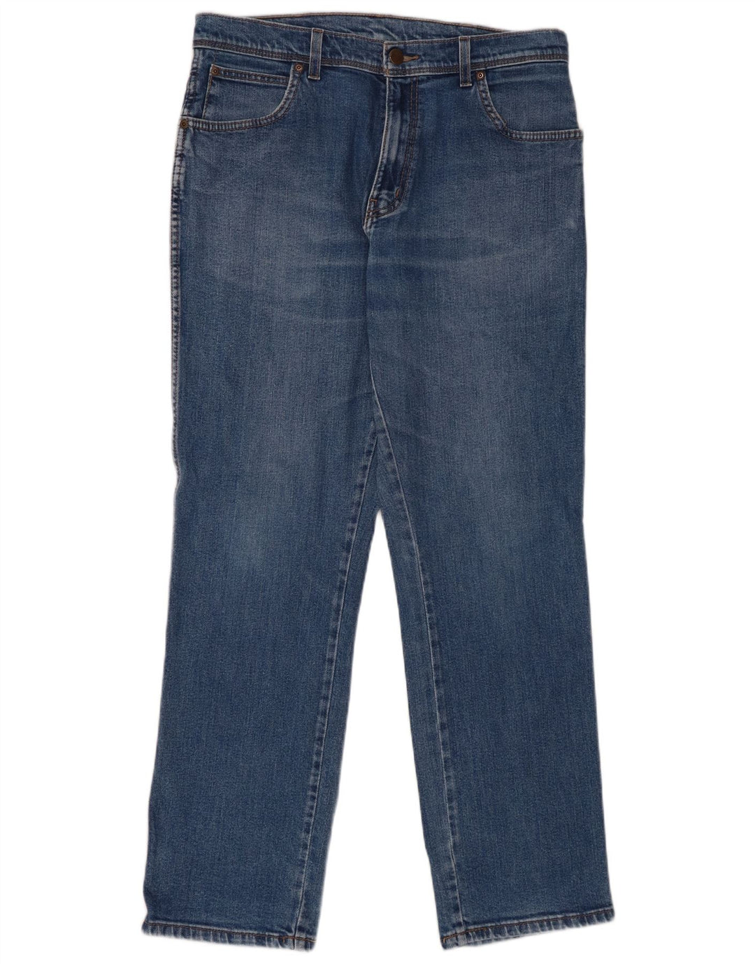 Wrangler Mens Straight Jeans W34 L32 Azul Algodão