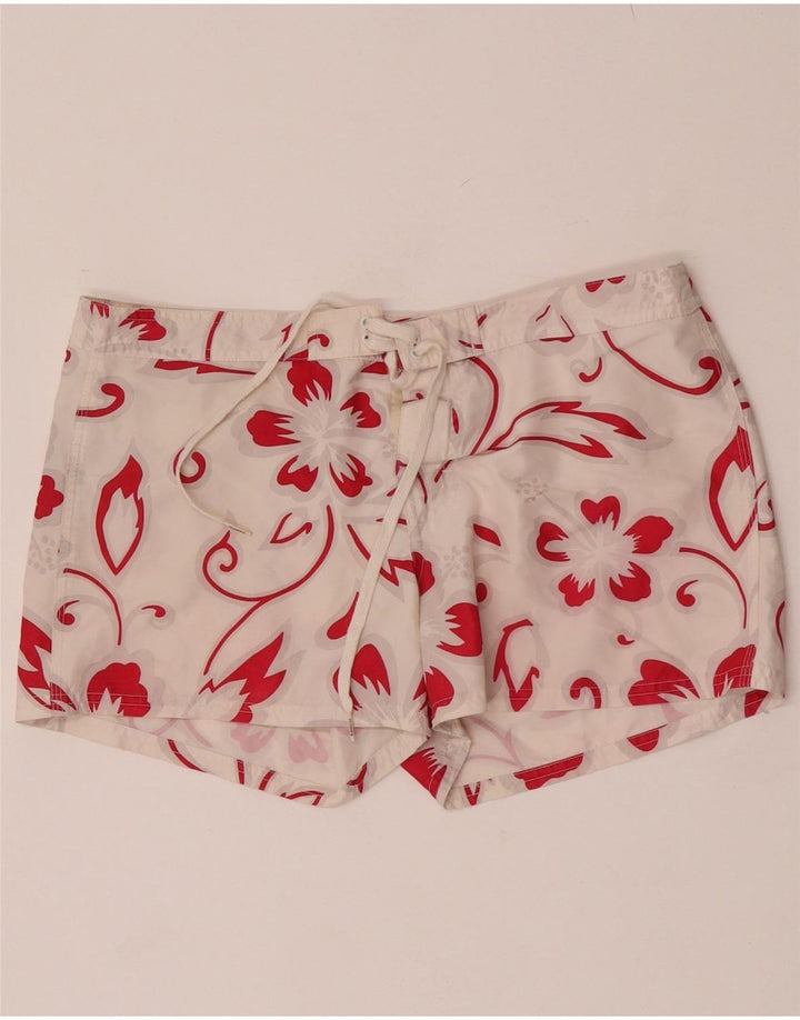 Shorts de natação feminino Sundek US 8 poliéster floral branco médio
