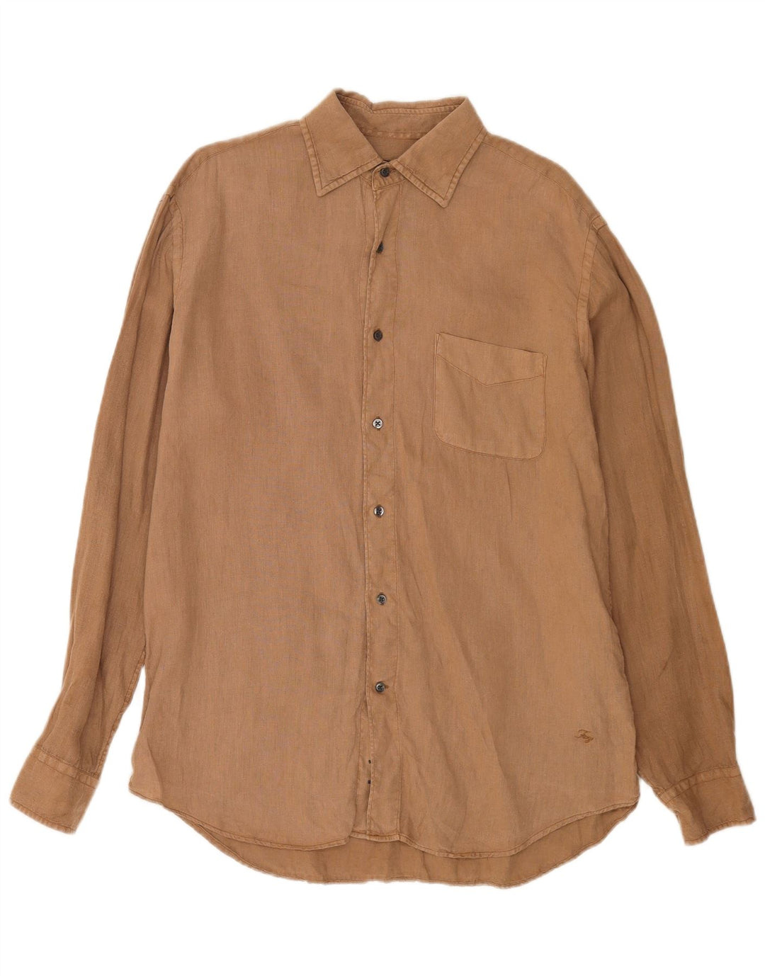 Camisa masculina Fay tamanho 40 15 3/4 linho bege médio