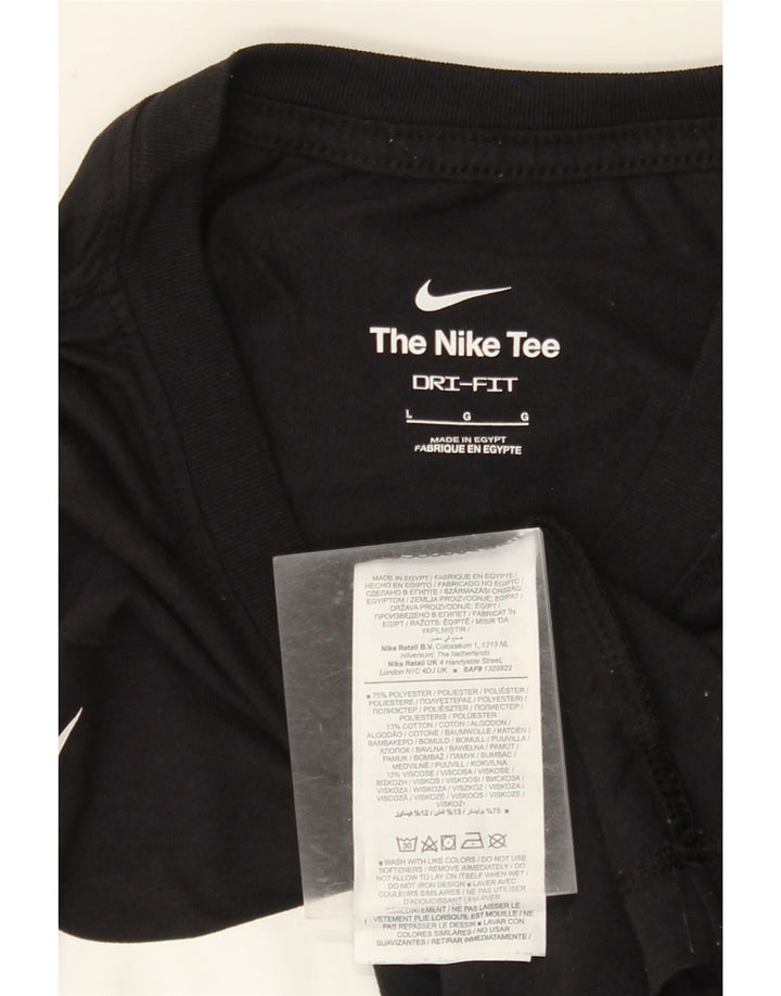 Camiseta masculina NIKE Dri Fit Graphic Top grande de algodão preto