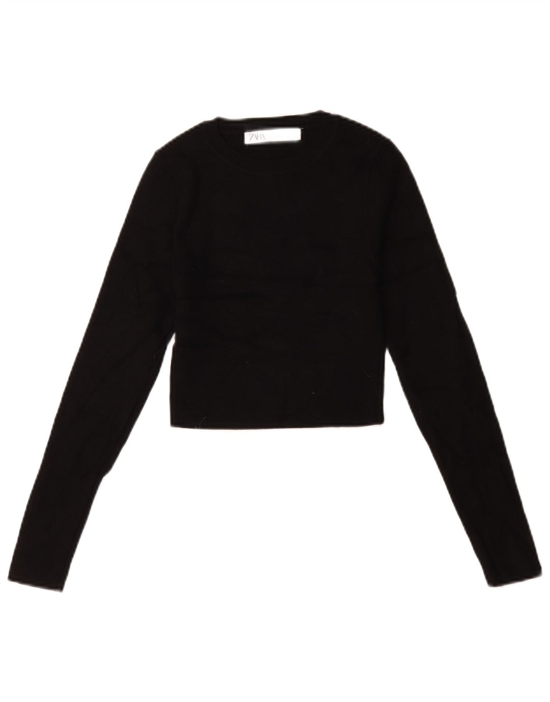 Zara Womens Crop Oversized Top Manga Longa Reino Unido 10 Pequena Viscose Preta