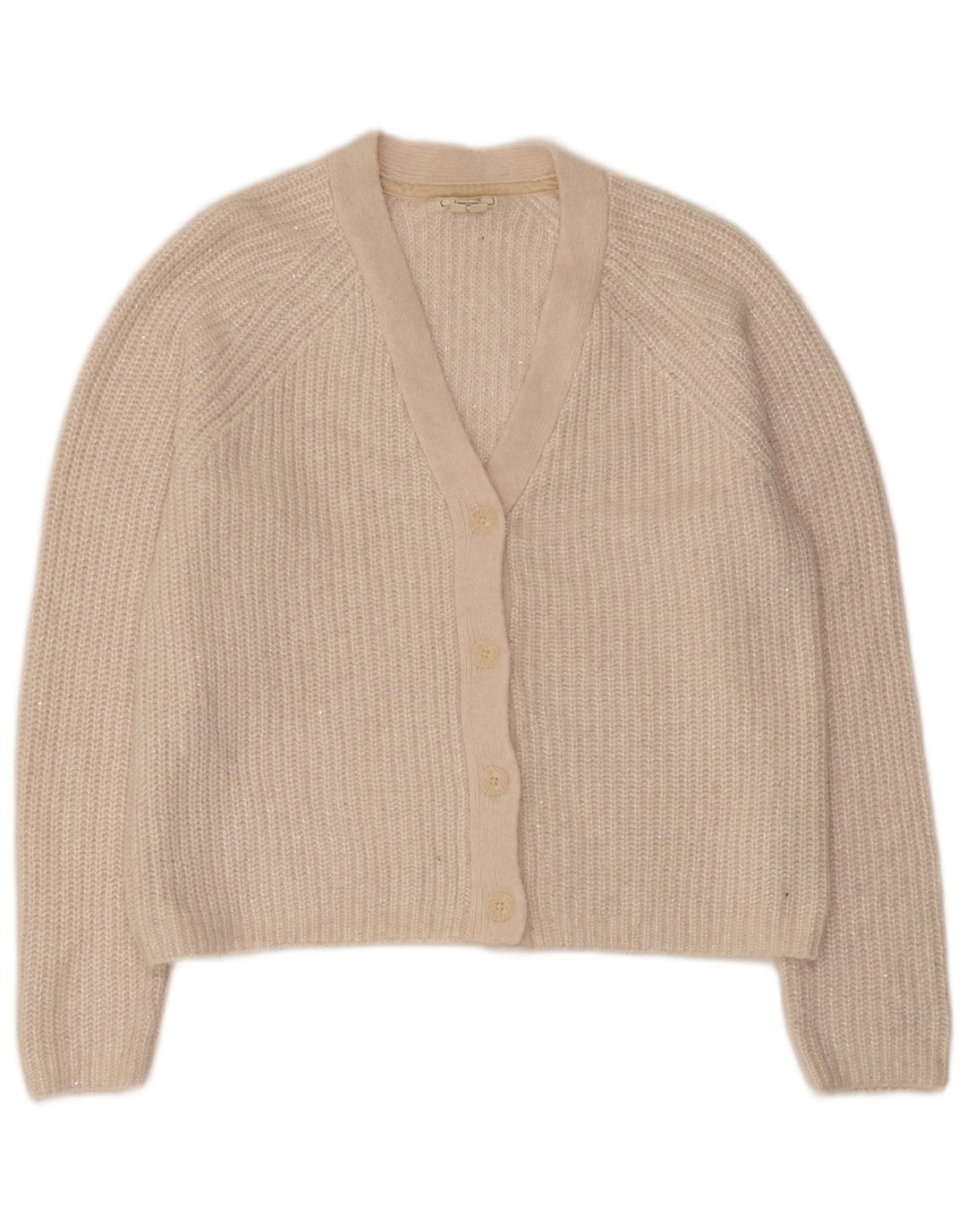 Suéter de cardigã feminino Fat Face UK 12 poliéster branco médio