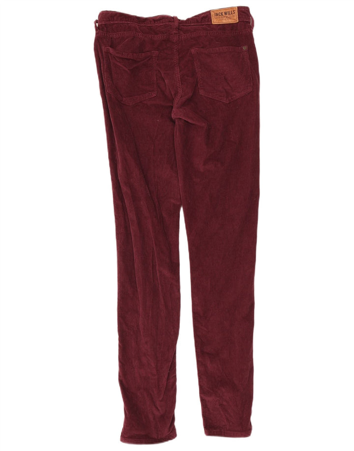 Calça feminina JACK WILLS de veludo cotelê W30 L32 algodão borgonha
