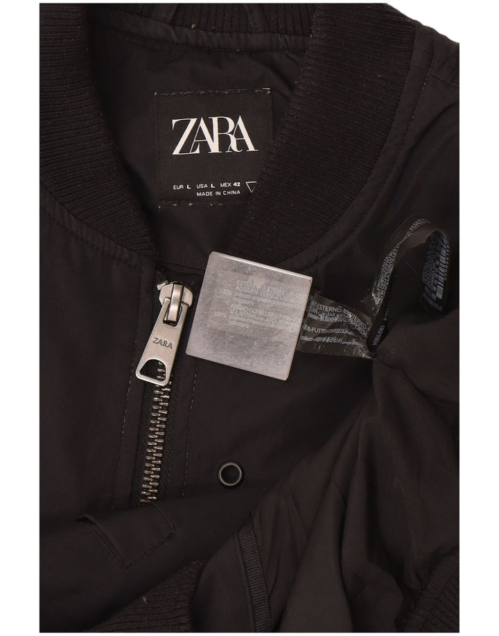 Zara Mens Bomber Jacket UK 40 Grande Poliéster Preto