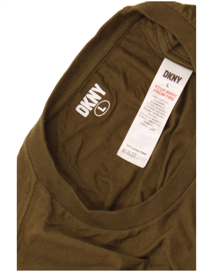 Camiseta masculina Dkny Top grande de algodão cáqui