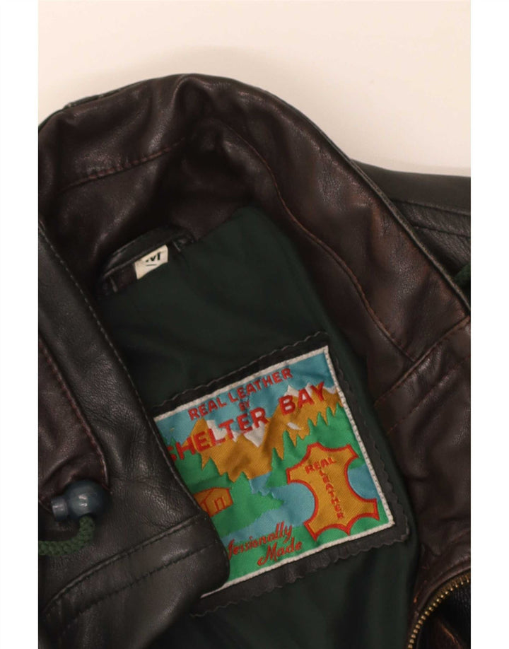 Casaco de couro masculino Shelter Bay UK 38 médio preto