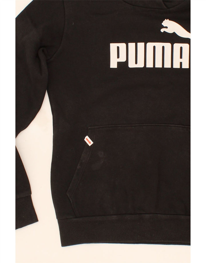 PUMA Womens Graphic Hoodie Jumper UK 2 2XS Black Cotton Vintage Puma and Second-Hand Puma from Messina Hembry 