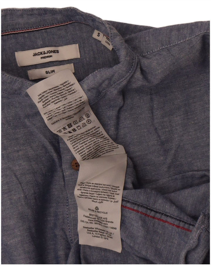 Camisa pulôver masculina Premium Slim Jack & Jones pequena azul marinho manchada