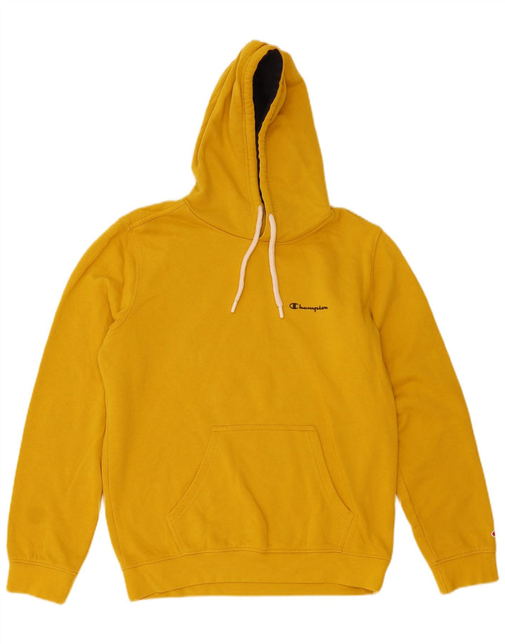 Champion moletom com capuz masculino pequeno algodão amarelo