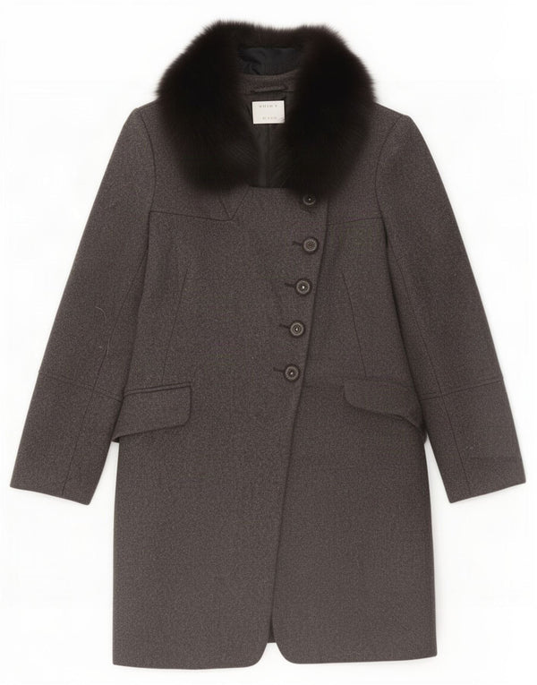 Sobretudo feminino vintage IT 46 grande lã cinza