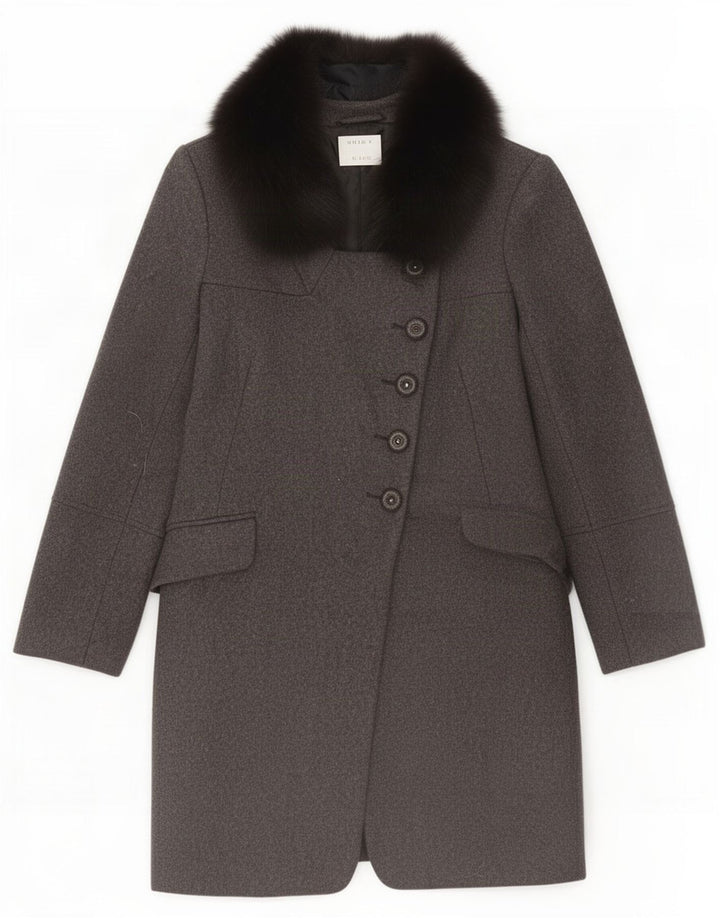 Sobretudo feminino vintage IT 46 grande lã cinza