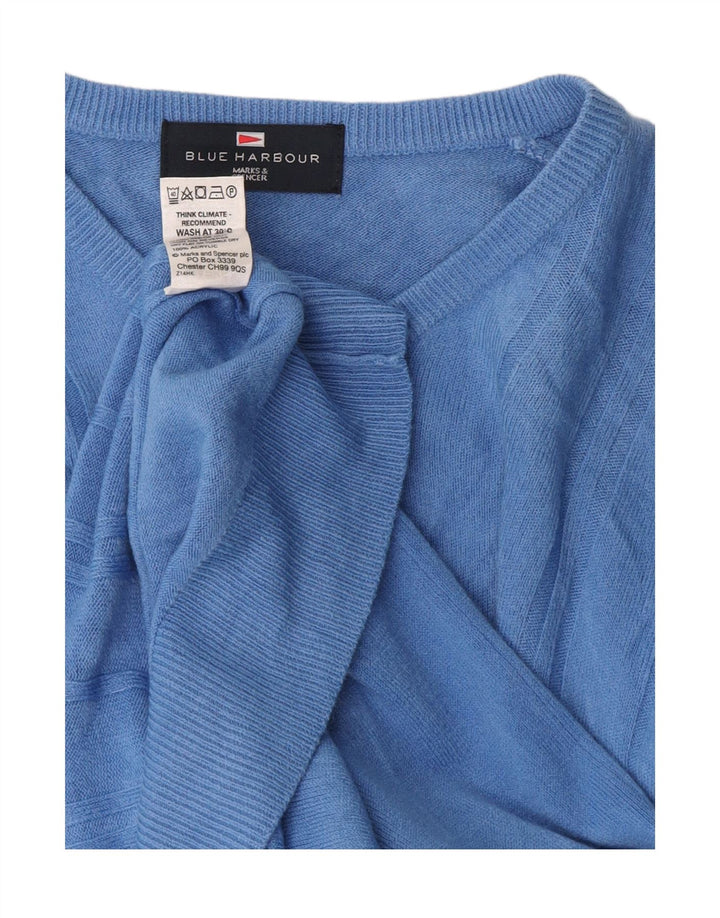 Suéter feminino Marks & Spencer Blue Harbor com decote em V Reino Unido 10 pequeno