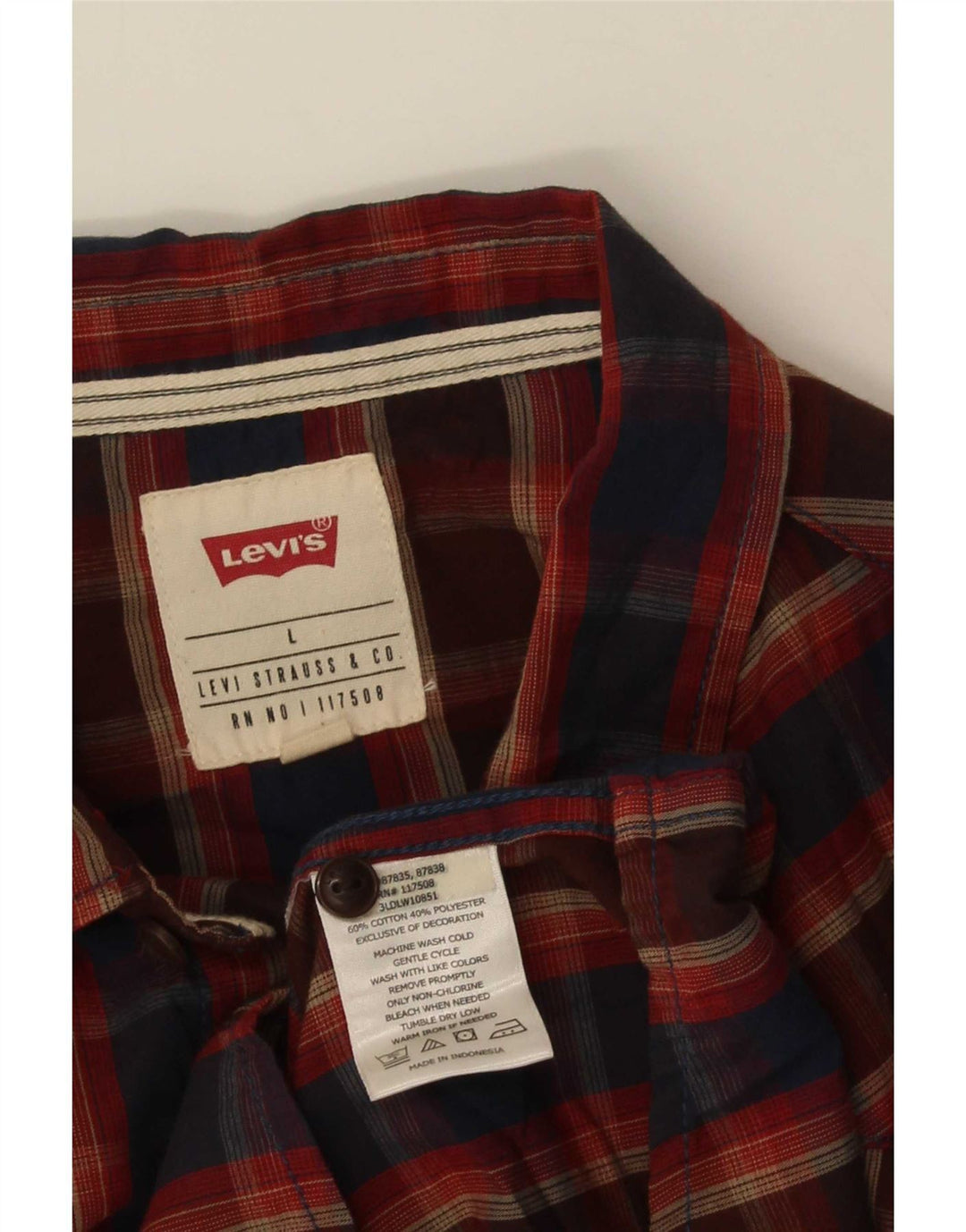 Camisa masculina Levi's grande xadrez multicolorida de algodão