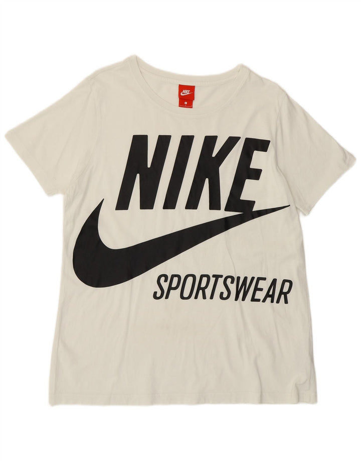Camiseta gráfica feminina Nike UK 16 grande algodão branco