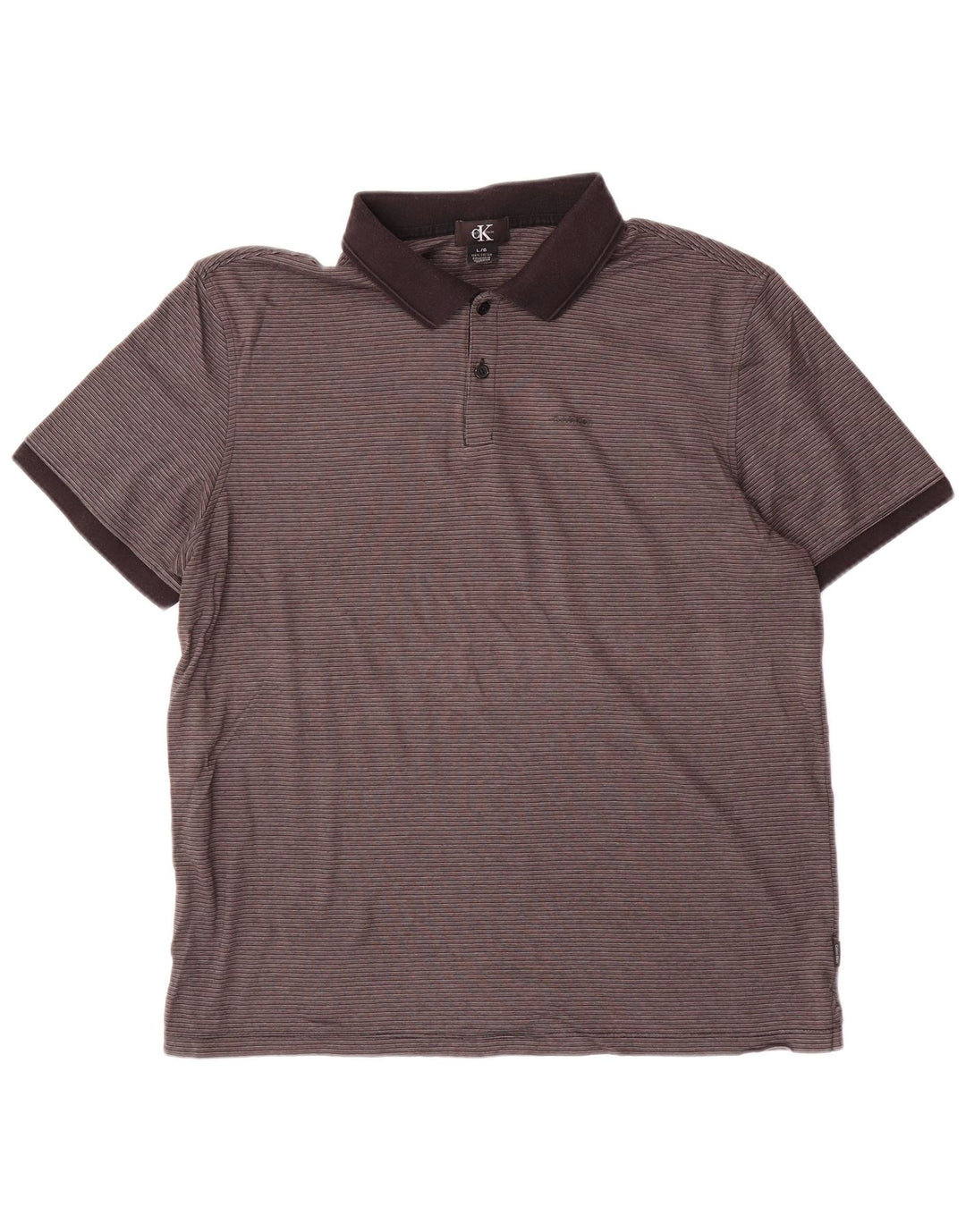 Camisa polo masculina CALVIN KLEIN grande algodão listrado cinza