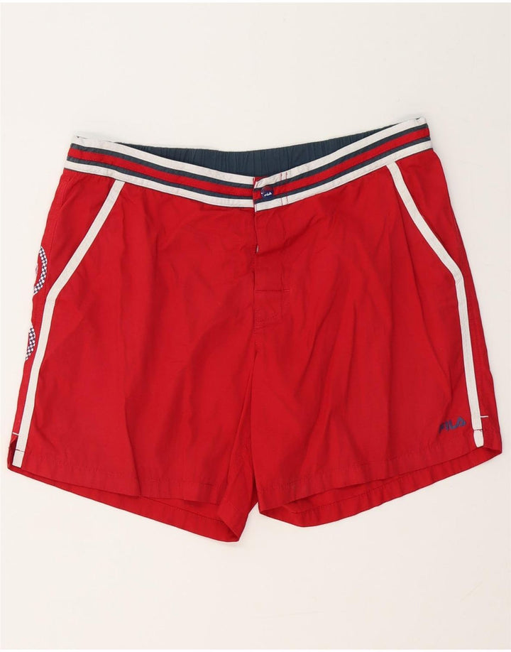 Shorts de natação femininos FILA UK 18 XL poliéster vermelho