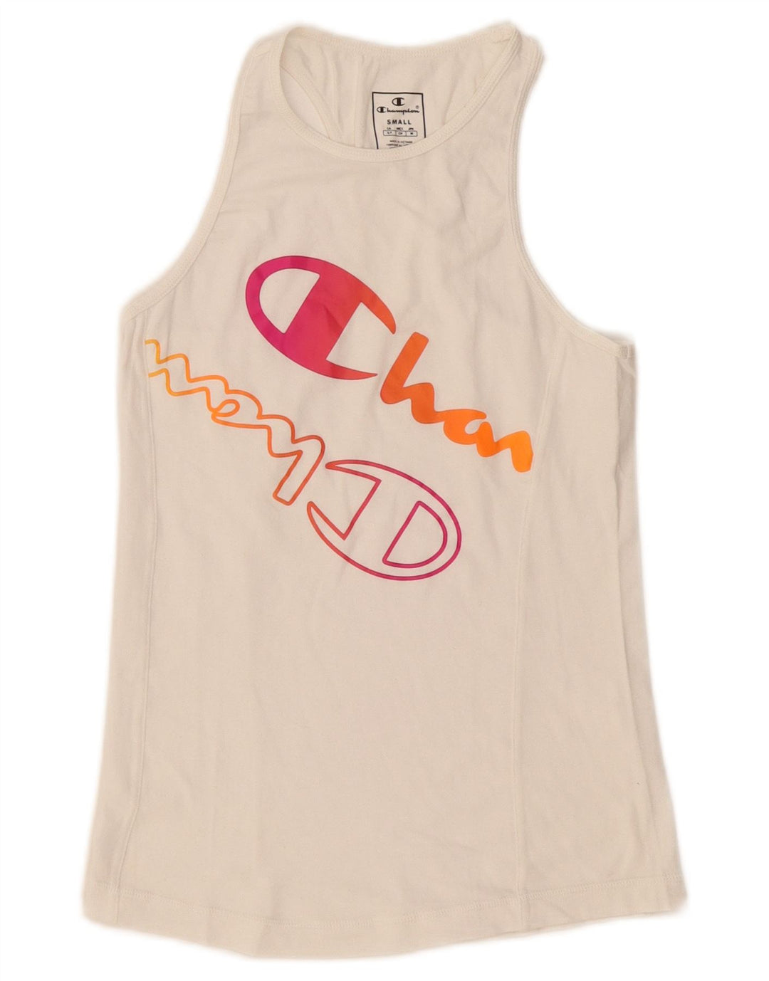 Colete gráfico feminino Champion UK 8 pequeno branco
