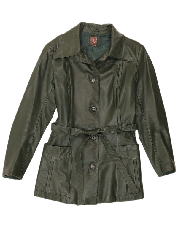 Jaqueta de couro feminina vintage IT 46 grande verde