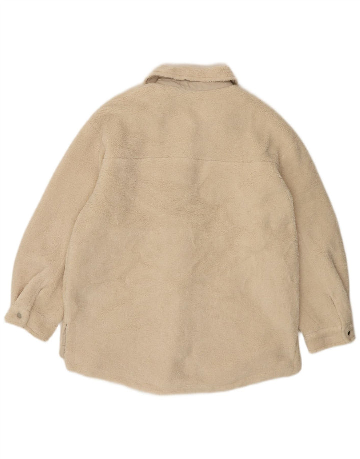 Jaqueta de lã superdimensionada feminina Topshop Reino Unido 10 poliéster bege pequeno