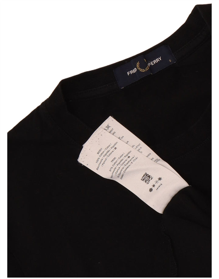 Fred Perry Camiseta masculina gráfica top pequeno algodão preto