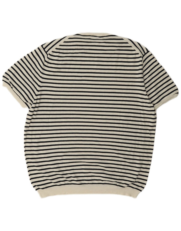 Camiseta feminina regular Zara UK 18 XL listrada branca
