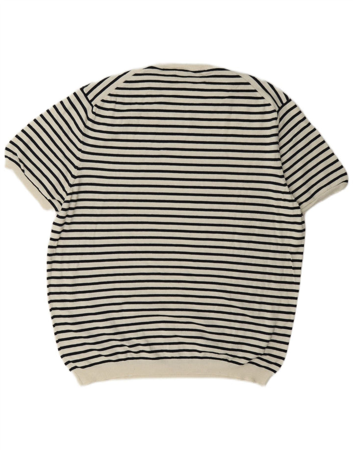 Camiseta feminina regular Zara UK 18 XL listrada branca