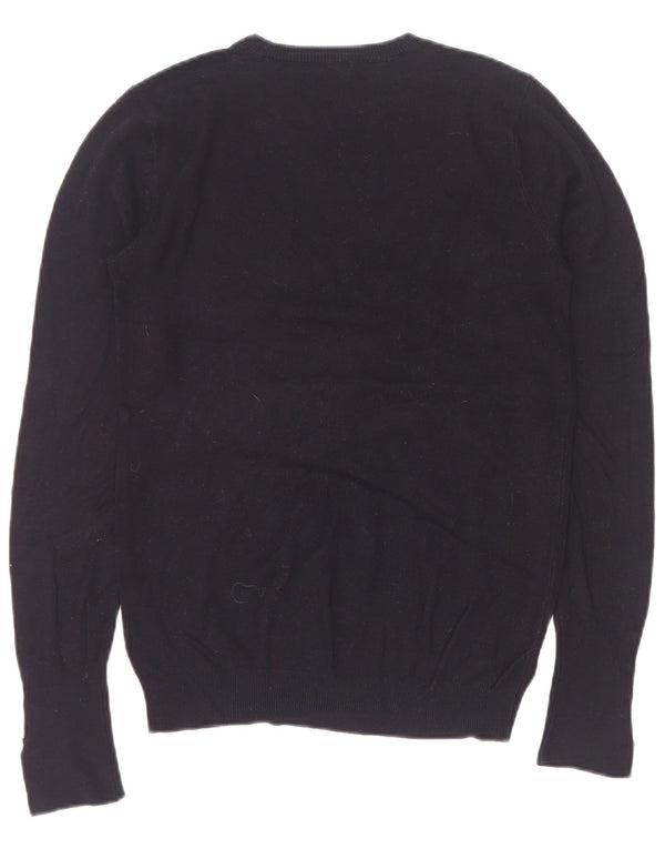 Suéter feminino Zara com gola redonda e viscose azul marinho médio UK 12
