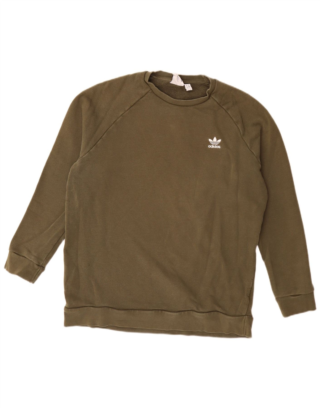 Adidas Mens Moletom Jumper Grande Algodão Cáqui