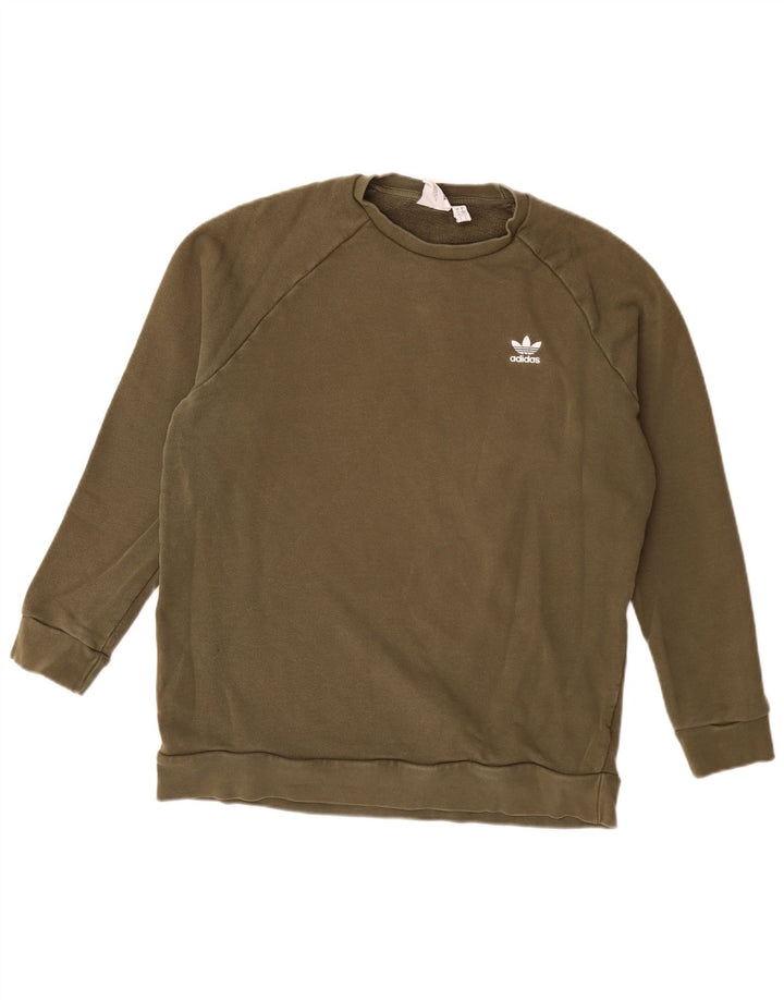 Adidas Mens Moletom Jumper Grande Algodão Cáqui