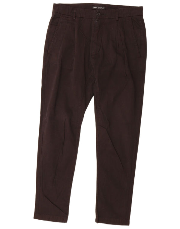 Dolce & Gabbana Mens Slim Fit Chino Trousers IT 44 XS W32 L29 Black Cotton