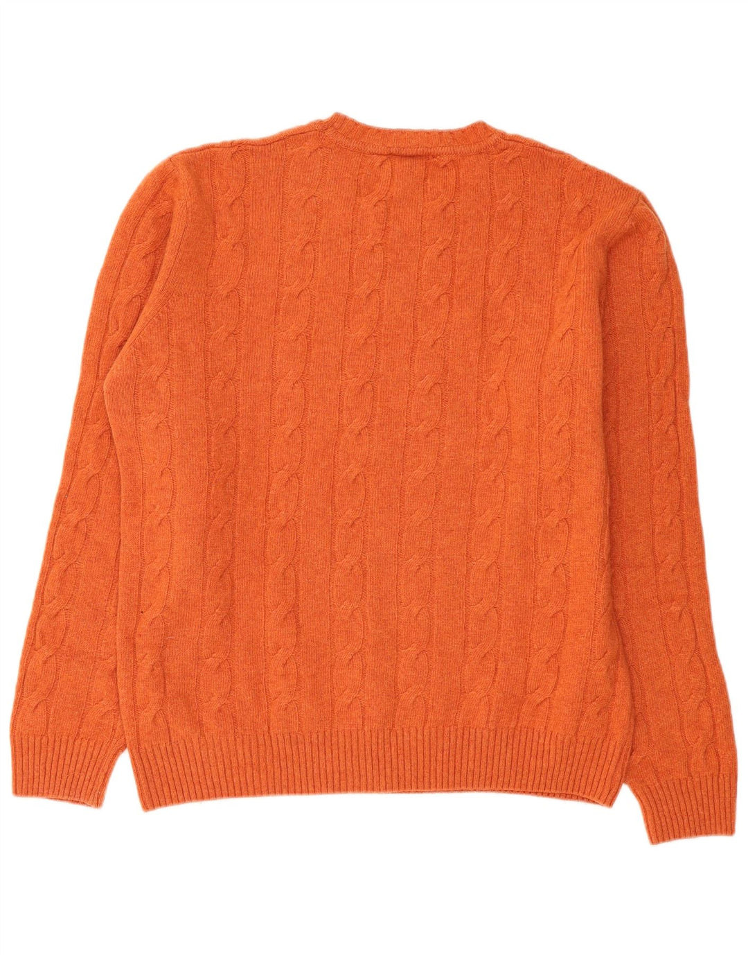Suéter vintage masculino com gola redonda XL de lã laranja