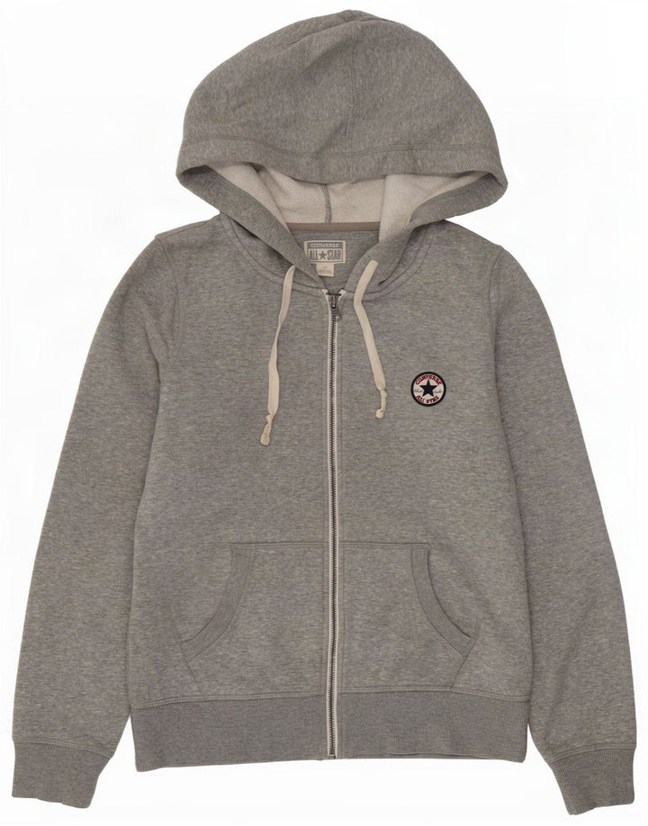 Suéter Converse feminino com capuz e zíper Reino Unido 16 grande algodão cinza