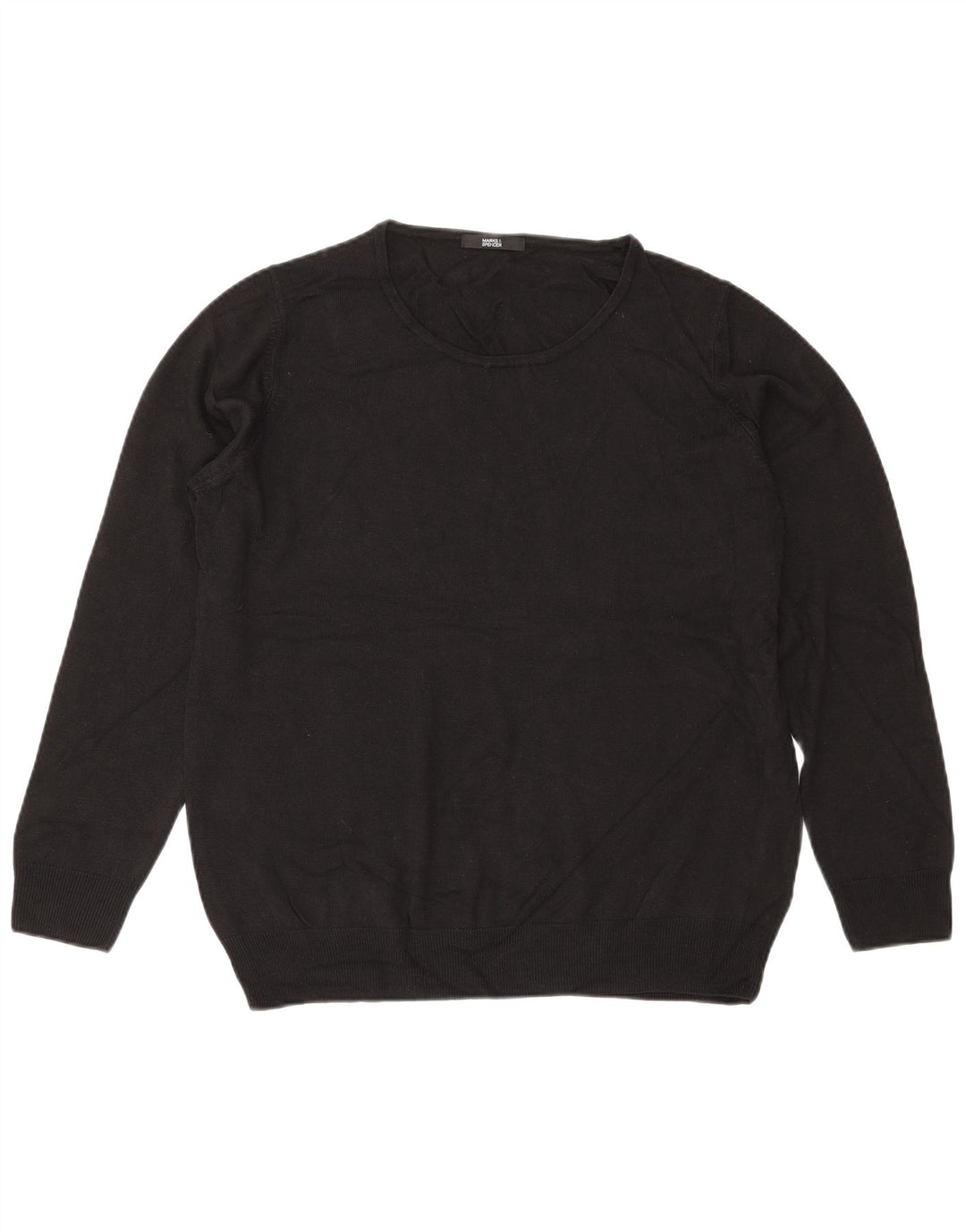 MARKS & SPENCER Suéter feminino oversized com gola redonda Reino Unido 18 XL preto