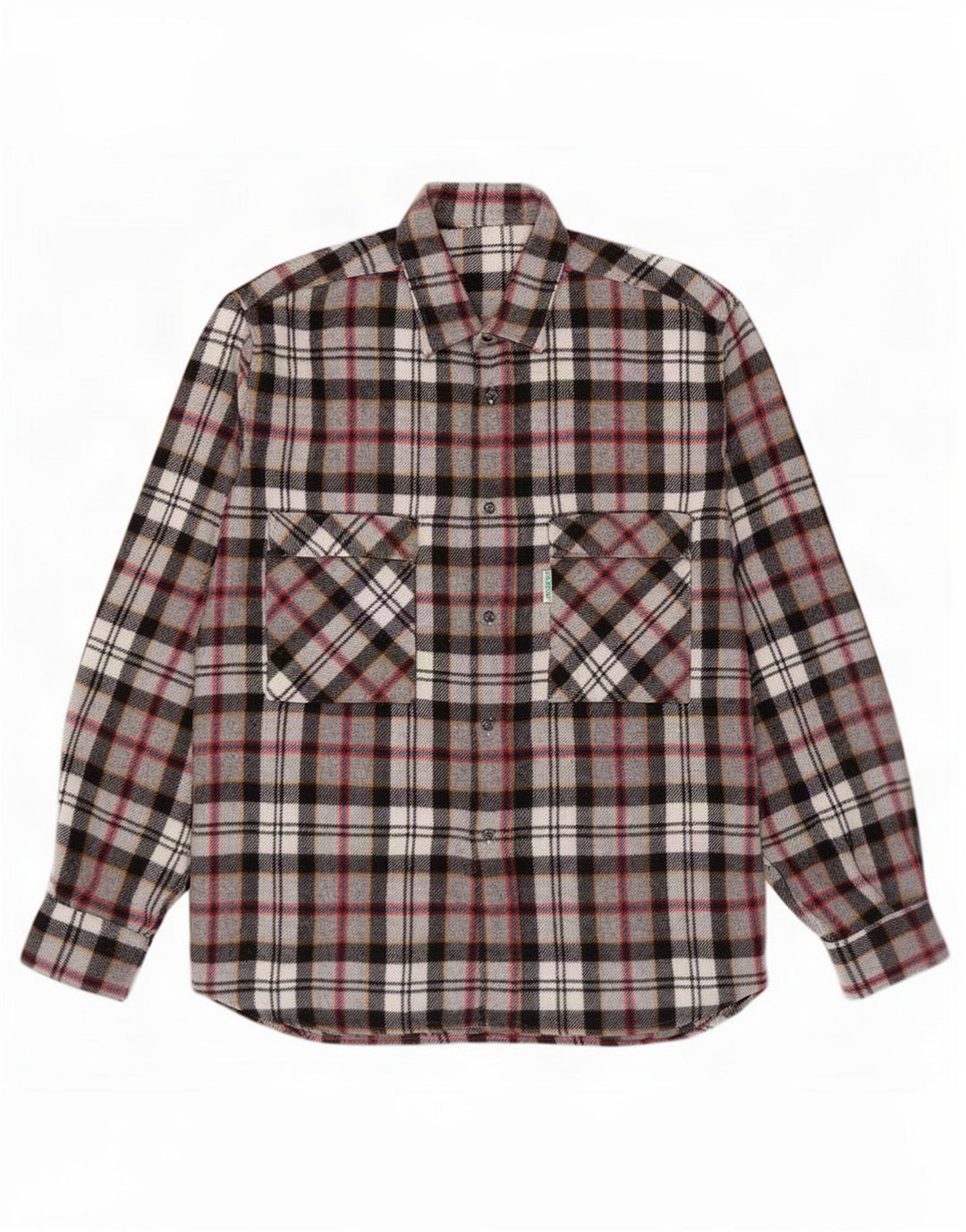 Camisa masculina vintage de flanela grande xadrez cinza