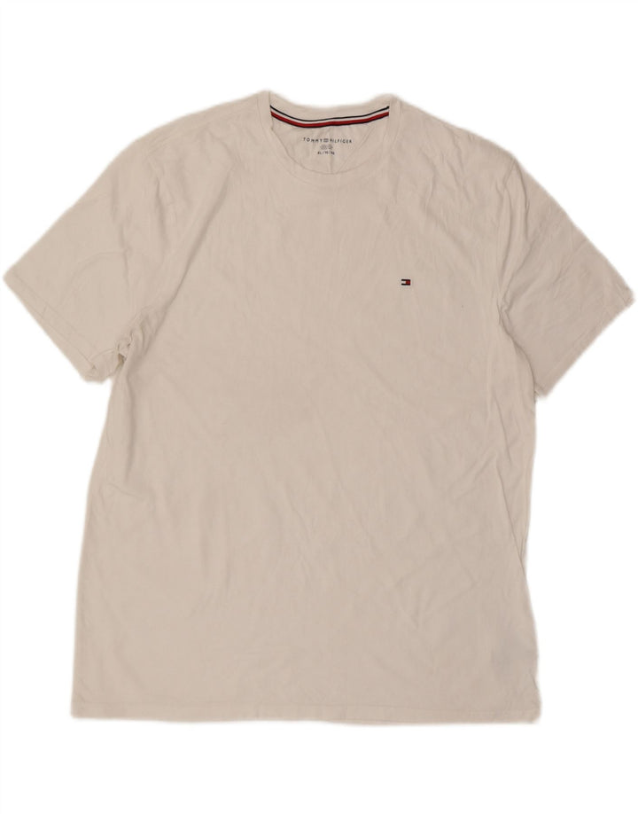 TOMMY HILFIGER Mens T-Shirt Top XL White Cotton Vintage Tommy Hilfiger and Second-Hand Tommy Hilfiger from Messina Hembry 